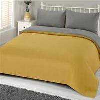 Brentfords Reversible Mustard Duvet Cover with Pillowcase Ochre Grey Bedding Set