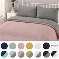 Brentfords Plain Duvet Cover & Pillowcase Reversible Bedding Set OR Fitted Sheet