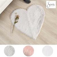 Sienna Heart Shaped Rug Faux Sheepskin Fur Fluffy Fleece Bedroom Home Carpet Mat