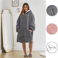 Sienna Half-Zip Oversize Hoodie Blanket Wearable Throw Sherpa Fleece Big Jumper