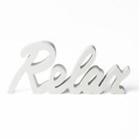 OHS Relax Sign Ornament Word Wood Figure New Home Bathroom Decor Gift, White