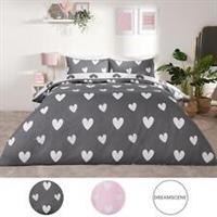 Dreamscene Heart Print Duvet Cover with Pillowcase Quilt Reversible Bedding Set