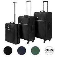 Suitcase Set of 3 Soft Shell Travel 4 Wheels Trolley Luggage Lightweight Cabin