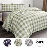 Gingham Duvet Cover Bedding Set Check Quilt Pillowcase Reversible Double King