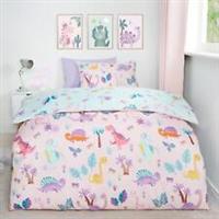 Dino Duvet Cover Bedding Set Reversible Pillowcase Kids Floral Childrens Quilt