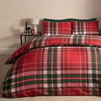 Christmas Check Duvet Cover Bedding Set Pillowcase Reversible Soft Tartan Quilt