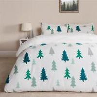 Teddy Fleece Duvet Cover Christmas Tree Winter Quilt Warm Supersoft Bedding Set