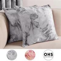 Matte Velvet Cushion Covers Marble Pack of 2/4 Plump Filled Pads Home Decor Set