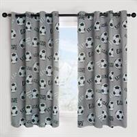 Football Blackout Eyelet Curtain Panels Pair of Kids Ring Top Thermal Ready Made