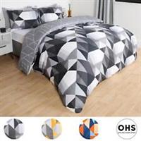 Duvet Cover Bedding Set Pillowcase Geometric Reversible Quilt Single Double King