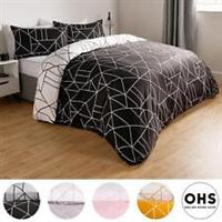 Geometric Duvet Cover Bedding Set Pillowcase Soft Quilt Single Double King Size