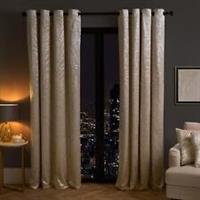 Velvet Eyelet Curtains Metallic Foil Wave Pair of Ring Top Thermal Ready Made