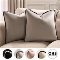 Piped Edge Cushion Cover 2/4 Pack of Filled Plump Pads Matte Velvet Living Room