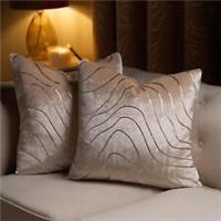 Velvet Cushion Covers Metallic Wave 2/4 Pack of Filled Plump Pads Home Decor Set