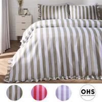 Frill Duvet Cover Bedding Set Pillowcase Stripe Quilt Luxury Double King Size