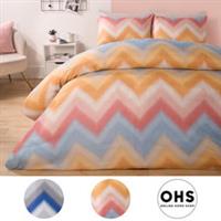 Zig Zag Duvet Cover Bedding Set Reversible Stripe Quilt Pillowcases Double King