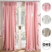 Frill Voile Net Curtains 2 Window Panels Sheer Rod Slot Top Textured Pair Set