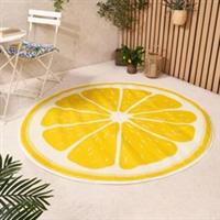 Round Outdoor Rug Lemon Garden Area Floor Patio Deck Non Slip Waterproof Mat