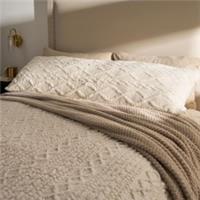OHS Cable Knit Bolster Cuddle Cushion Fleece Back Support Filled Reading Pillow