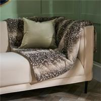 OHS Stripe Fawn Throw Faux Fur Soft Fleece Blanket Winter Bedspread Home Decor