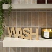 OHS Wash Sign Bathroom Decor Engineered Wood Rustic Ornaments Statue