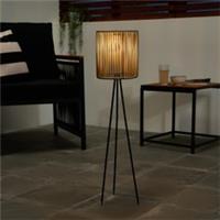 OHS Solar Floor Lamp Rattan Cordless Outdoor Garden Light Dusk Sensor