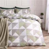 OHS Geo Print Bedding Set Microfibre Reversible Duvet Cover with Pillowcase