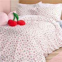 OHS Ditsy Cherry Bedding Microfibre Print Duvet Cover Set with Pillowcase