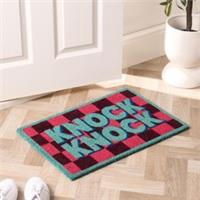 OHS Knock Knock Doormat Checkerboard Non Slip Indoor Outdoor Coir Door Mat Rug