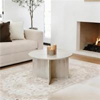 OHS Round Circle Coffee Table Travertine Living Room Home Decor Modern