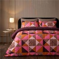 OHS Abstract Coverless Duvet Set 10.5 Tog Patchwork Bedding with Pillowcases