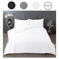 Highams Pure 100% Cotton Duvet Cover and Pillowcase Bedding Set Grey White Black