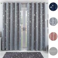 Dreamscene Star Thermal Blackout Curtains PAIR Eyelet Ready Made Kids Boys Girls