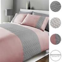 Brentfords Pinsonic Stripe Duvet Cover with Pillow Case Bedding Set Blush Silver