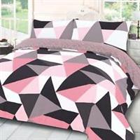 Dreamscene Geometric Shapes Duvet Cover with Pillow Case Bedding Set Blush Grey