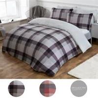 Dreamscene Check Teddy Fleece Duvet Cover with Pillowcase Thermal Bedding Set UK