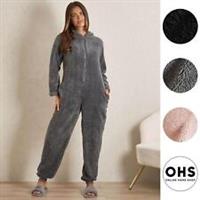 OHS Teddy Fleece 1Onesie Jumpsuit Hoodie Adults Zip Sleep Pyjamas Warm Nightwear - M Regular