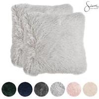 Sienna Set of 2 Fluffy Cushion Covers Shaggy Set Scatter Sofa 18" x 18