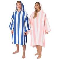 Dreamscene Stripe Hooded Poncho Towel Adult Bath Swimming Beach Changing Robe