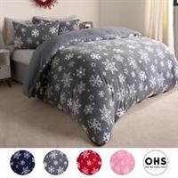 Snowflake Teddy Fleece Duvet Cover Bedding Set Winter Christmas Quilt Bed Soft