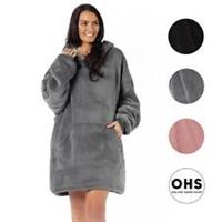 OHS Petite Hoodie Blanket Sherpa Oversized Warm Fleece Throw Jumper Sweatshirt