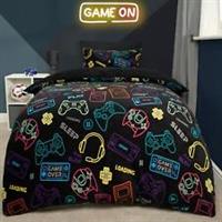 Gaming Duvet Cover Set Warm Fleece Bedding Quilt Thermal Warm Cosy Single Double