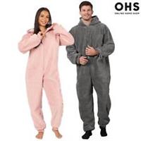 OHS 1Onesie Hooded Sherpa Christmas Soft Warm Jumpsuit Fleece All in One Pyjamas - M Regular