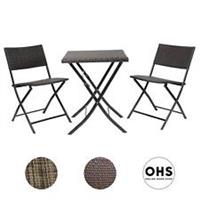 3PC Rattan Furniture Patio Bistro Set Outdoor Garden Folding Table Chair Balcony