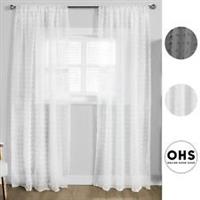 Textured Voile Net Curtains Pair 2 Window Panels Pocket Slot Top Set 55" Wide