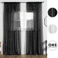 Diamond Voile Curtains Pair Textured Net Slot Top 2 Panel Set Home Decor 55x87