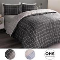 Check Duvet Cover Bedding Set Quilt Pillowcase Reversible Geo Single Double King