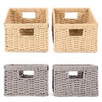 Storage Baskets Natural Rope Durable Foldable 2 Organiser Bathroom Wicker Hamper