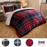 Tartan Fleece Duvet Cover Bedding Set Pillowcase Winter Check Sherpa Soft Set