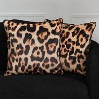 Matte Velvet Leopard Cushion Covers Pack of 2/4 Plump Filled Pads Home Decor Set